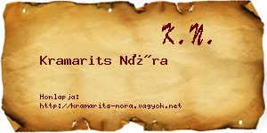 Kramarits Nóra névjegykártya